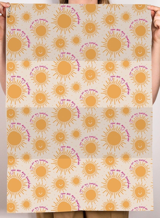 CENTRAL 23 Yellow Wrapping Paper - 'You Are My Sunshine' - 6 Sheets Of Gift Wrap - Summer Sun Gold - For Christmas Holiday Birthday Anniversary - Comes With Fun Stickers - Image 2